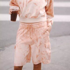 Anthropologie LONG BEACH SHORTS Daily Practice L orange tie-dye pink NWT cargo